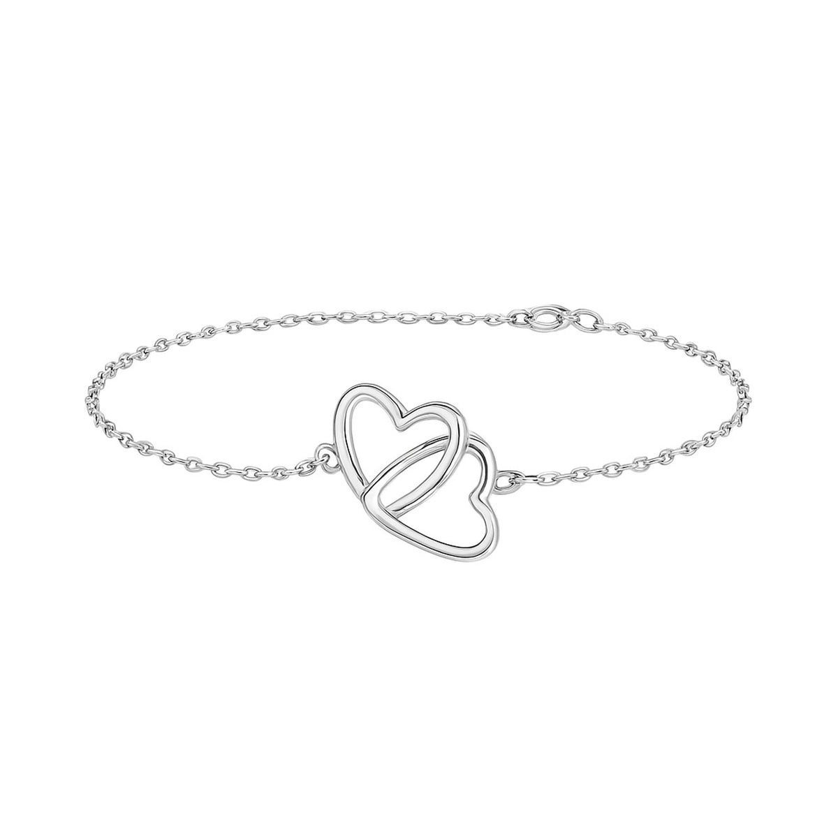 Pulsera y brazalete de doble corazón para mujer, Color plateado, joyería fina de moda, regalo de fiesta de boda, 2022