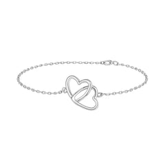 Pulsera y brazalete de doble corazón para mujer, Color plateado, joyería fina de moda, regalo de fiesta de boda, 2022
